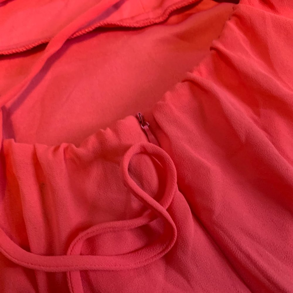 Lulu's Good Deeds Lace Up Back Dress Bright Coral Size M - Picture 6 of 9